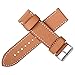 24mm Vintage Genuine Leather Silver Buckle Watch Strap Watch Band Tan