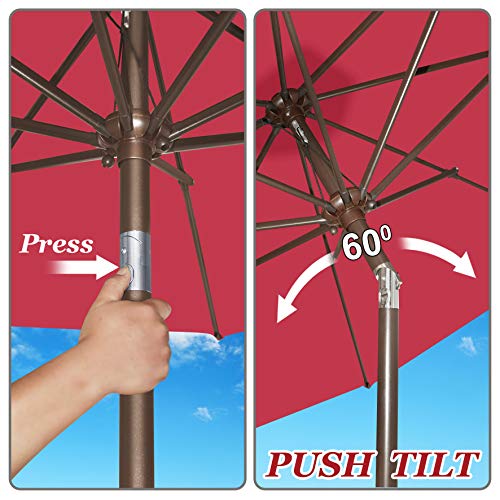 Strong Camel 6.5FT Outdoor Patio Umbrella Table Sunshade Market Umbrella with Crank (Burgundy)