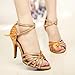 KAI-ROAD Ballroom Dance Shoes Women 4 Inch Dancing Heels High Heel Salsa Shoe Latin Sandals Gold (7 B(M) US)