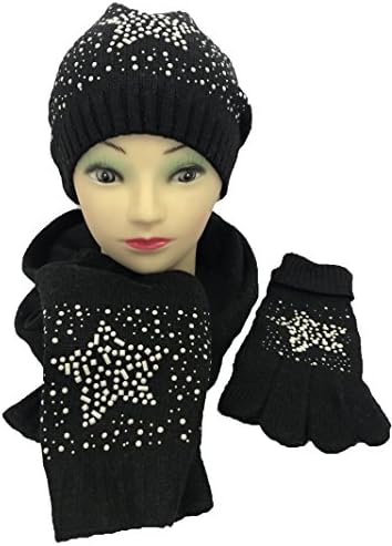 FROSTY Series Glitter Christmas Gift Sets Hat, Glove and Scarf, matching styles glitter in crochet knitting