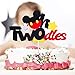 MALLMALL6 Mouse Inspired Birthday Cake Topper Twodles Mouse Birthday Party Supplies Cute Cake Decorations Two Years Old Mouse Themed Birthday Party Favors for Toddlers Boys Girls