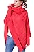 WozWoz Women's Polo Neck Knit Poncho Cape Jumper + Arm Warmer Fingerless Gloves