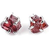 InfinityGemsArt Natural Raw Dainty Pair Stud Earrings, Birthstone Gifts for Women, Chakra Energy Crystals Jewelry in 925 Sterling Silver Chain Minimalist Gemstone Earrings