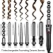 7 in 1 Curling Iron, Professional Curling Wand Set - 7 Interchangeable Ceramic Barrel Wand Curling Iron - Dual Voltage, Digital Temp Control Hair Curler for All Hair Types with Glove Travel Bag, Black