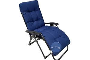 Srutirbo Waterproof Patio Lounge Chair Cushion, Indoor Outdoor Floral Printed Sun Lounger Pad Replacement with Ties, Rocking Chair Sofa Cushion Non-Slip High Back Chair Cushions, 66 Inch (Blue)