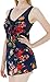 wantdo Women's Plus Size Swimdress Flower Printed Swimwear Cover Up Swimsuits Navy Red US 18-20