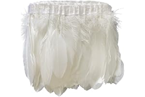 LONDGEN Natural Dyed Duck Goose Feather Trim Fringe Craft Feather Clothing Accessories Pack of 2 Yards (White)