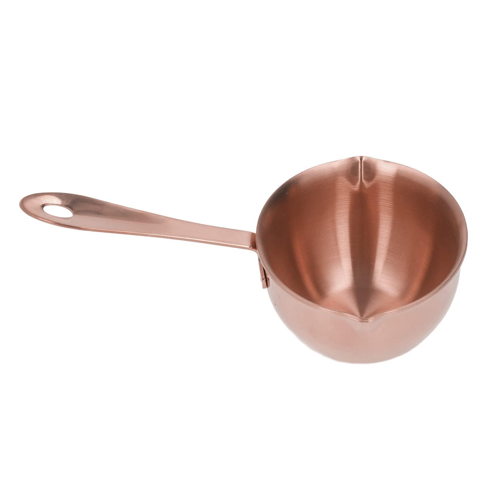 Milk Chocolate Pan, Hot Oil Saucepan Stainless Steel Ergonomic Portable 2 Spouts for Cooking for Soap Rose Gold