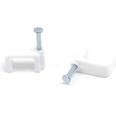 THE CIMPLE CO Dual Coaxial Cable Clips 1/2 in - 100 PCS, White | Indoor/Outdoor Cable Fasteners for Coax, Ethernet, CAT, Wires, and Tubing - Twin Wire Clips with Nails 1/2 Inch (12 mm)