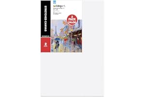 KINGART 810-2 Large White 24" x 36" Stretched Artist Canvas, Pack of 2, Gesso Primed - 100% Cotton Rectangular Canvases, 5/8"
