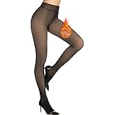 Aaronano Fleece Lined Tights Fake Translucent Pantyhose for Women Thermal Warm Leggings