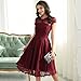 Miusol Women's Retro Floral Lace Cap Sleeve Vintage Swing Bridesmaid Dress (Large, Wine Red)
