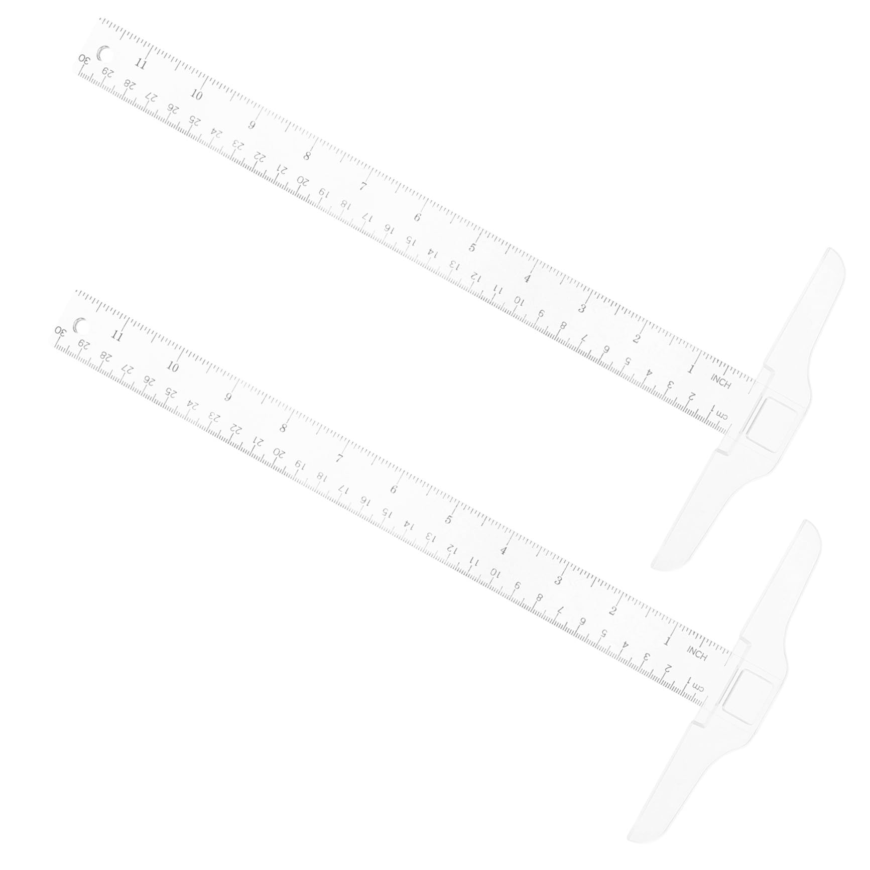 2pcs T-Square Ruler Plastic Transparent T-Ruler for Drafting and General Layout Work 30cm