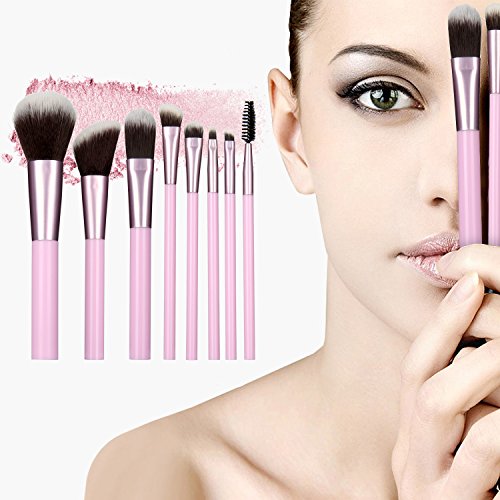 Lavender Makeup Brush Set, YEVITA 9pcs Synthetic Face Brush for Foundation Eye Makeup Concealer Mascara Contour Lip Professional Cosmetic Powder Vanity Brush Tools Kit for Women with Portable Case