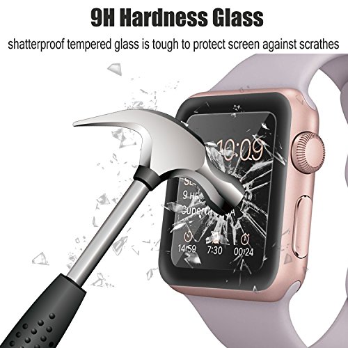 Apple Watch Series 1/2/3 38mm Screen Protector, Full Coverage Tempered Glass 9H Hardness,Anti-Fingerprint,Anti-Scratch,Ultra-Clear,Bubble Free Screen Protector Compatible Apple Watch Series 1/2/3 38mm - Thumbnail 3