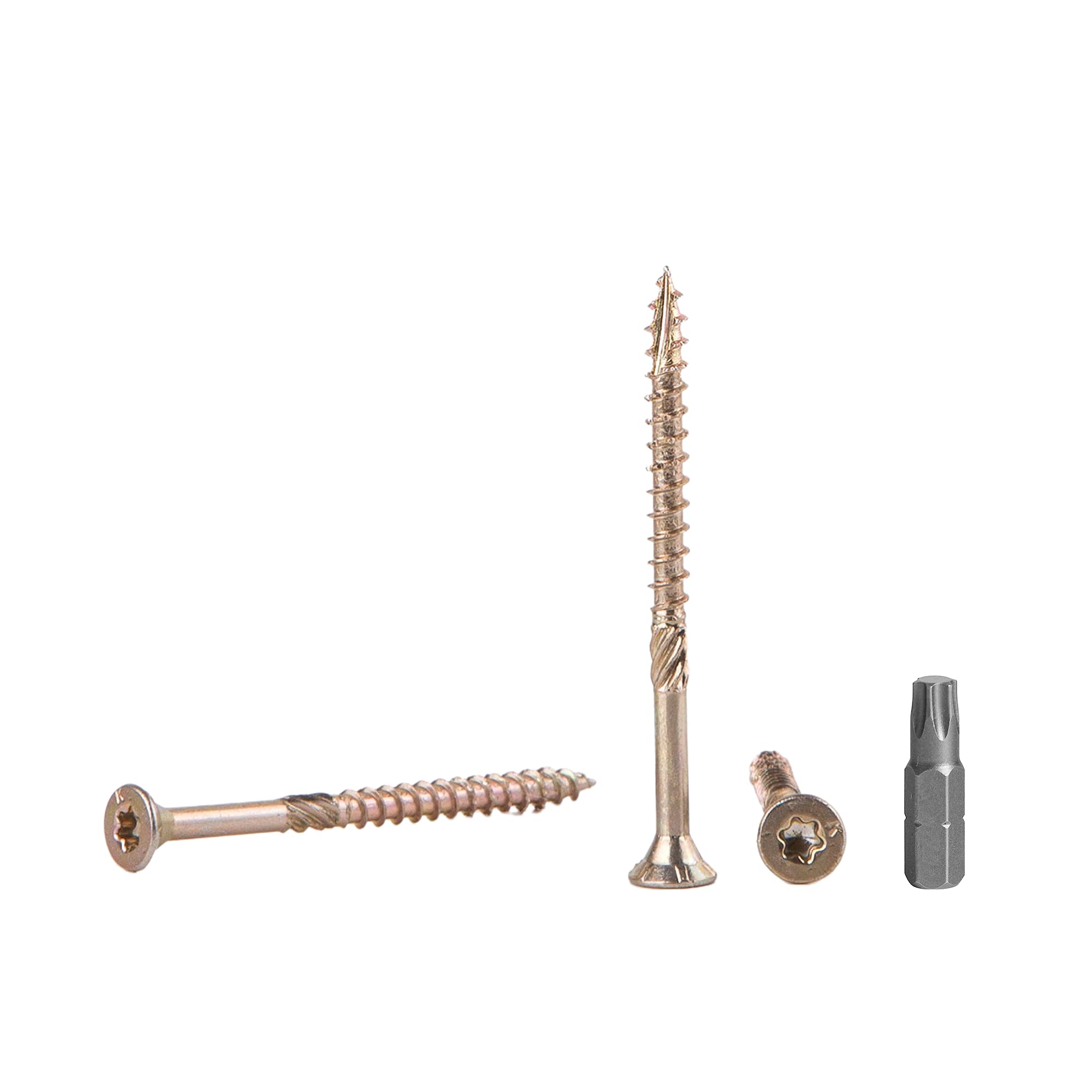 (Pack of 30 pcs) Yellow Zinc Plated Steel 6.0 x 70 mm Wood Screws, Torx Head, Type 17, Countersunk Head, Chipboard Screws (30, 6.0 x 70 mm)