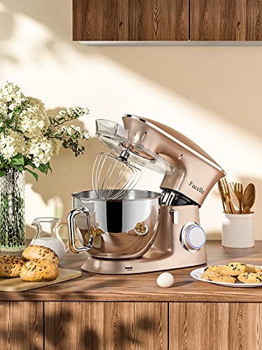 8.5 L 2000 W Bread Mixer for Pastries, Facelle Kitchen Robot, Kneader, Low Noise, Powerful and Professional, 6 Speeds with Pulse, Stainless Steel Bowl