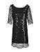 Hodoyi Women Sparkly Wave Metallic Sequin Mini Blouse Club Shift Dress