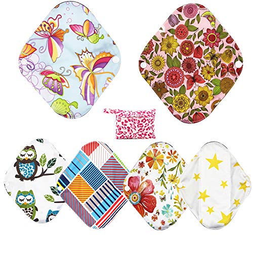 Asenappy Reusable Menstrual Pads Cloth Pads Menstrual - Charcoal Bamboo Sanitary Pads Panty Liners 6 PCS Small Random Prints - Thumbnail 7