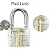 3-Pack Practice Training Lock Set for Locksmith Beginner - Transparent Cutaway Crystal Keyed Padlock / Clear Lock Picking Practice Tools by Baleauty