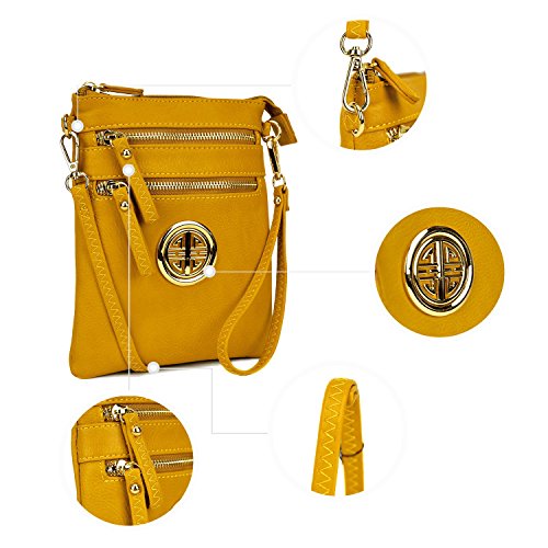 Dasein-Small-Crossbody-Bag-Multi-Zipper-Pockets-Messenger-Bag-Lightweight-Shoulder-Bag-Functional-Purse