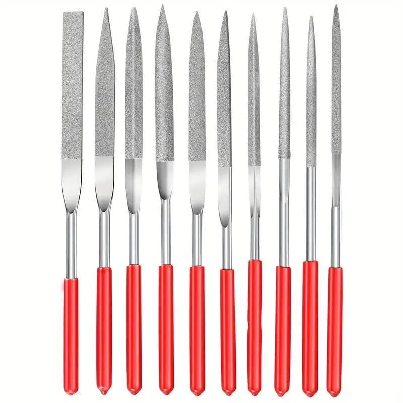 Guitar File Set, 10pcs Fret Nut Saddle Slot Pickguard Grinding Files Guitar Nut Fret Pin Needle File Luthier Repair Tool for Guitar Violin
