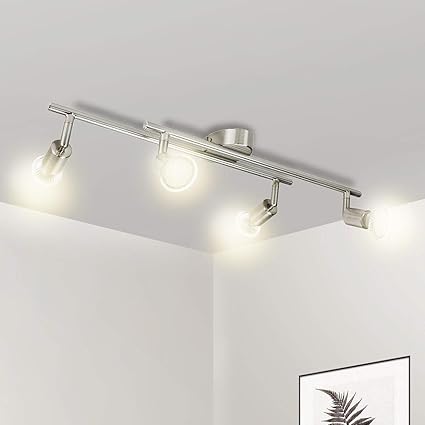 Amazon シーリングライトwowattシーリングスポットライトキッチンリビングルームモダンスポットライト天井用電球4x Gu10 5w 4lm 2800k暖かい白回転照明ダウンライトra Ac 2 240vマットニッケル金属 Wowatt ホーム キッチン 通販