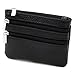DEEZOMO Women's Top Grain Cowhide Leather Card Case Wallet / Coin Change Purse with Key Ring - Black