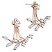 SHEGRACE 18K Gold Plated Leaf Earring Studs CZ Ear Jackets Rose Gold Front and Back Earrings