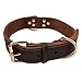 Berry Pet Soft Genuine Leather Dog Collar for Medium Large Dogs, Heavy Duty Large Dog Leather Collar with Durable Metal Buckle for Daily Walking or Training, Brown, Neck fit 15-19