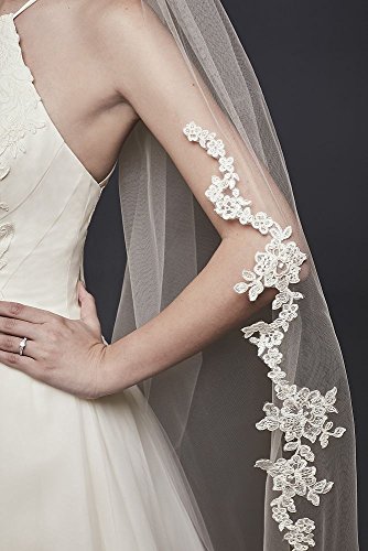 Corded Lace Edge Cathedral Veil Style V402L, Ivory