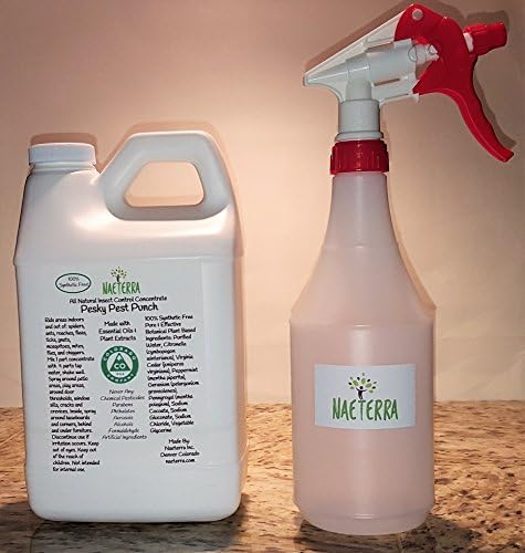 Pesky Pest Punch Natural &amp; Non Toxic Insect and Spider Repellent - Concentrated- Dilute Before Use- for Indoors and Outdoors (64 Ounces Makes 2 Gallons)