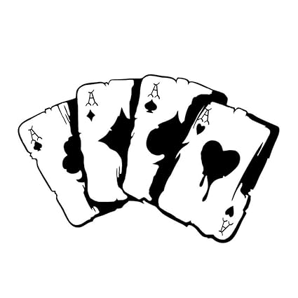 EROSPA® Aufkleber KFZ Auto Motorrad - Poker Asse - Kartenspiel - Car-Sticker (Schwarz)