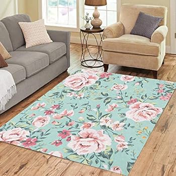 Amazon Com Pinbeam Area Rug Blue Pattern 80s Retro Pink 90s