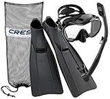 Cressi Clio Full Foot Fin, Frameless Mask, Dry Snorkel Set with Carry Bag