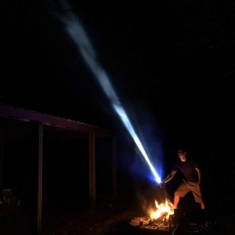 SUPER BRIGHT LED Headlamp - Best and Brightest Broadbeam Spotlight Headlight - Zoomable Camping light- Hunting Headlamp - Caving Flashlight - Running Head Lamp - Construction Hard Hat Light (BLACK) - - 