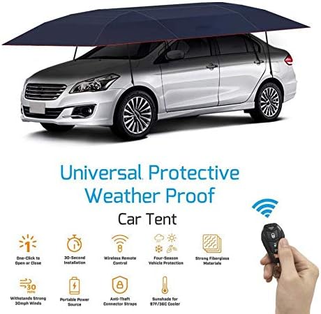 HIUGHJ Sun visor Portable Full Automatic Car Cover Tent Remote Controlled Car Sun shade Umbrella Outdoor Roof Cover UV Protection Kits,Dark blue
