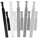 No Tangle No Crease Ribbon Yoga Head Bands and Hair Ties - Black and White