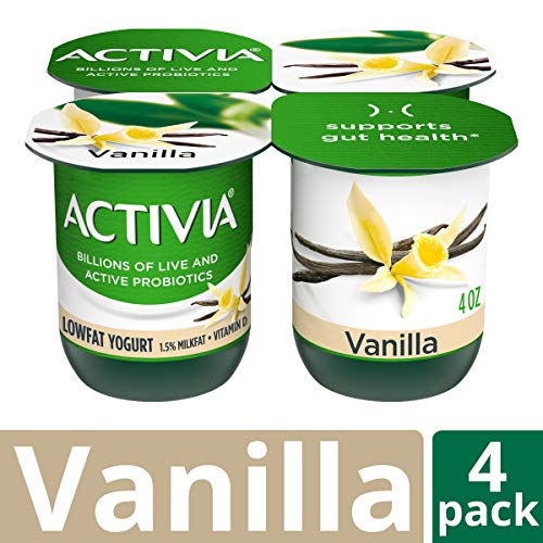 Dannon Activia Lowfat Yogurt, Vanilla, 4 Ounce (Pack of 4) Lowfat Probiotic Yogurt Snack