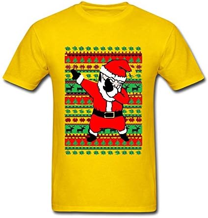 Yhdjk Men's Dabbing Santa Ugly Art T Shirt Yellow L