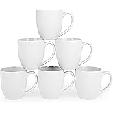 BYCNZB 16oz Coffee Mugs Set of 6, Large Ceramic Modern Coffee Mugs With Handle For Tea,Latte,Cappuccino,Cocoa. Dishwasher.Microwave Safe (Matte White)