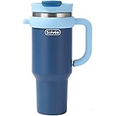 SOLVÉA™ 40 oz Vacuum Insulated Water Bottle – Leak‑Proof Stainless Steel with Straw & Spout Lid – Keeps Drinks Ice‑Cold 24 Hours, BPA‑Free, Travel & Hiking Companion (Deep Navy Blue)