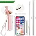 Reusable Metal Collapsible Portable Straw - Travel Stainless Steel Foldable Drinking Straw with Silicone Case & Cleaning Brush, 4 Packs (Pink Gray Blue Green)...