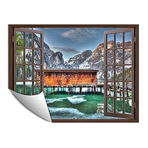 Wall Paper Small Wall Mural Snowscape Out of The Window Wall Art Removable Wall Decoration for Bedroom Living Room - 24x32 inches