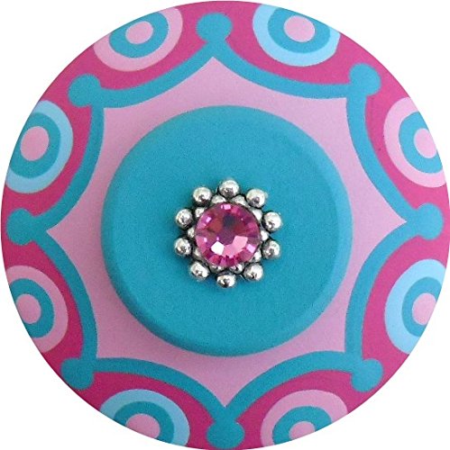 Amazon Com Hand Painted Jeweled Turquoise Hot Pink Scallop Dots
