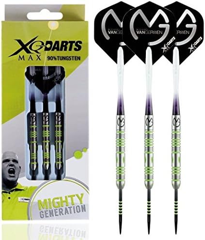 Michael Van Gerwen MVG Mighty Generation 25g - 90% Tungsten Steel Darts with MVG Flights, Shafts &amp; Red Dragon Checkout Card
