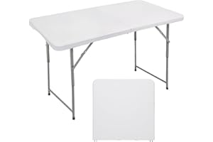 FORUP Folding Utility Table, 4ft Fold-in-Half Portable Plastic Picnic Party Dining Camp Table