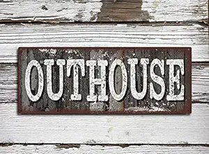 onepicebest Metal Tin Sign, Outhouse Sign Rustic Metal Sign Full Color Printed On Metal, Rustic Home Sign, Wall Art Decor for Outdoor & Indoor, 4 x 18 Inch