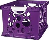 Storex 2-Color Large Crate with Handles, Purple Vine/White