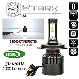1Pc 36W 4000LM Korean Seoul Y19 CSP LED Chip Motorcycle Headlight High Beam Dual Hi/Lo Conversion Kit - Cool White 6000K 6K Bulb - H4 / HS1 / HB2 / 9003